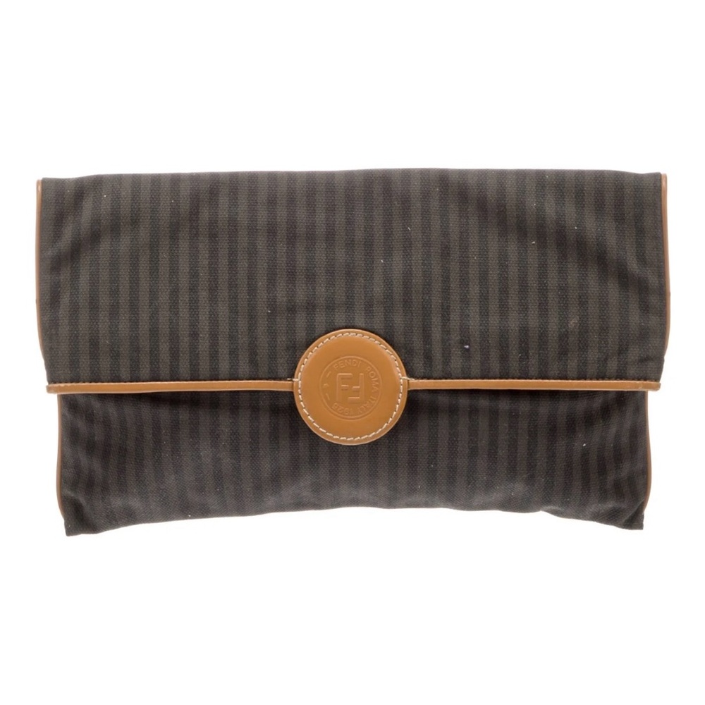 Fendi Striped Black and Tan Clutch